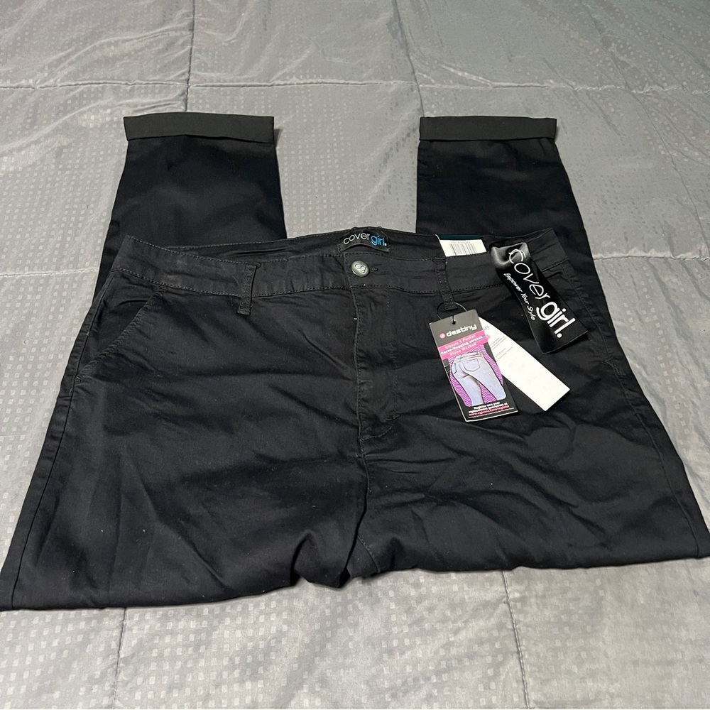 Cover Girl VIP Destiny Cuffed Pants Black Cotton Blend New Women's Size 24w